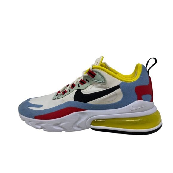 Nike Air Max 270 React White Blue Red Yellow Women’s Size 7 Running Sneakers - Picture 4 of 14